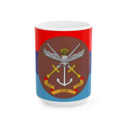 Flag of the Ministry of Defence of India (India) White Coffee Mug 15oz - Go Mug Yourself