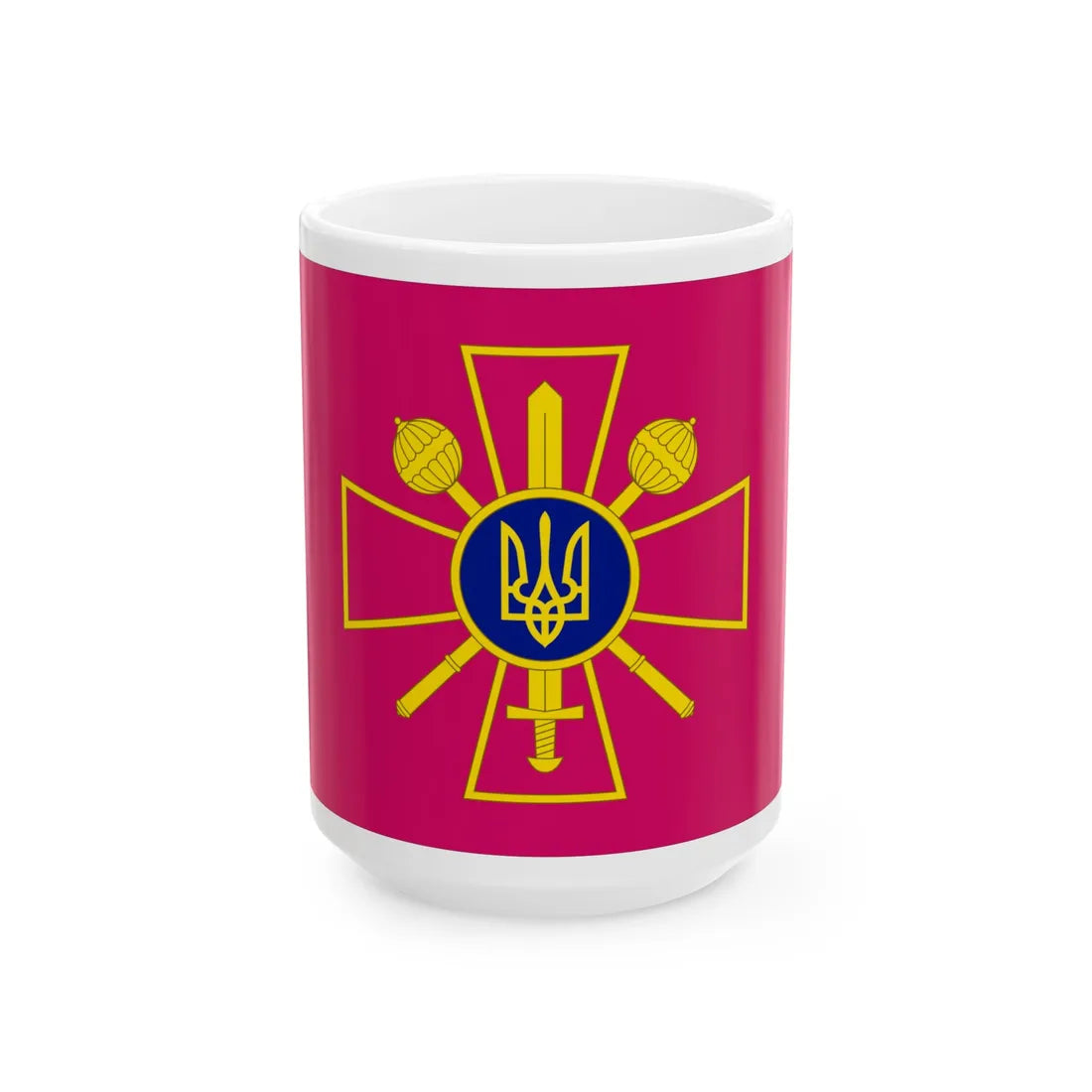 Flag of the Ministry of Defence of Ukraine (Ukraine) White Coffee Mug 15oz - Go Mug Yourself