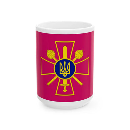 Flag of the Ministry of Defence of Ukraine (Ukraine) White Coffee Mug 15oz - Go Mug Yourself