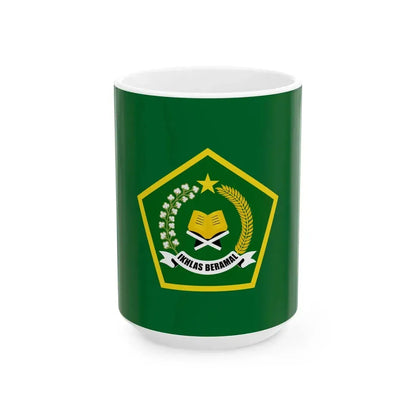 Flag of the Ministry of Religious Affairs of the Republic of Indonesia (Indonesia) White Coffee Mug 15oz - Go Mug Yourself