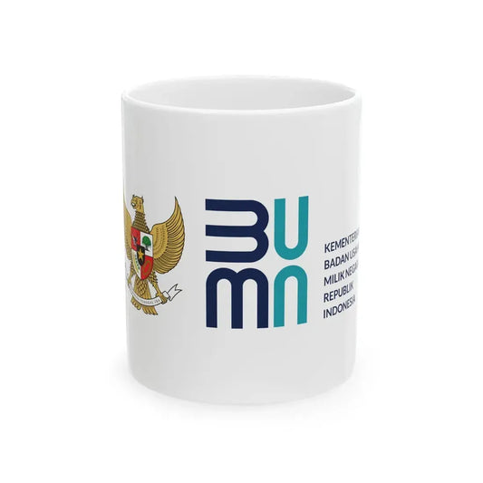 Flag of the Ministry of State Owned Enterprises of the Republic of Indonesia (Indonesia) White Coffee Mug 11oz - Go Mug Yourself