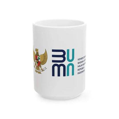 Flag of the Ministry of State Owned Enterprises of the Republic of Indonesia (Indonesia) White Coffee Mug 15oz - Go Mug Yourself