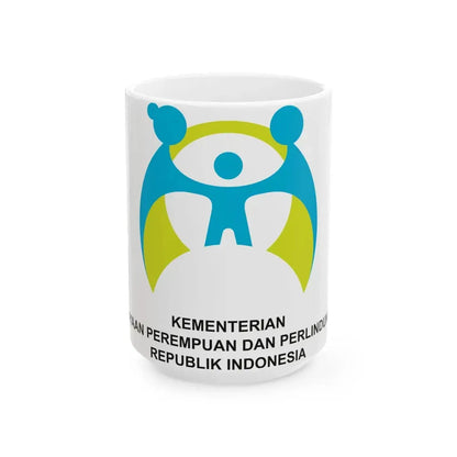 Flag of the Ministry of Women Empowerment and Child Protection of the Republic of Indonesia (Indonesia) White Coffee Mug 15oz - Go Mug Yourself
