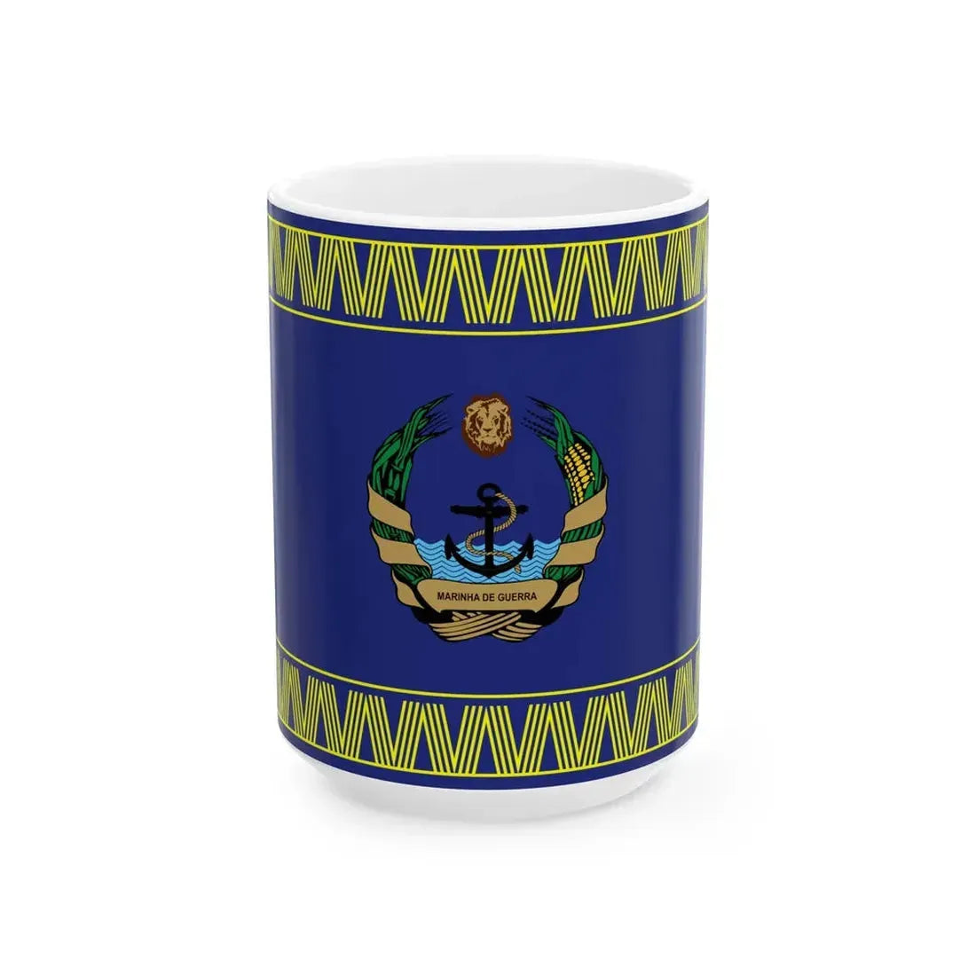 Flag of the Mozambique Naval Command (Mozambique) White Coffee Mug 15oz - Go Mug Yourself