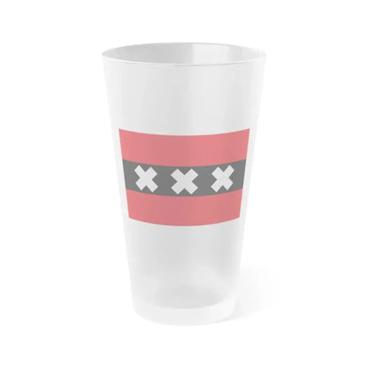 Flag of the national capital Amsterdam Netherlands - Frosted Pint Glass 16oz 16oz Frosted - Go Mug Yourself