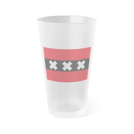 Flag of the national capital Amsterdam Netherlands - Frosted Pint Glass 16oz 16oz Frosted - Go Mug Yourself