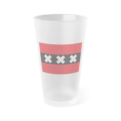 Flag of the national capital Amsterdam Netherlands - Frosted Pint Glass 16oz 16oz Frosted - Go Mug Yourself