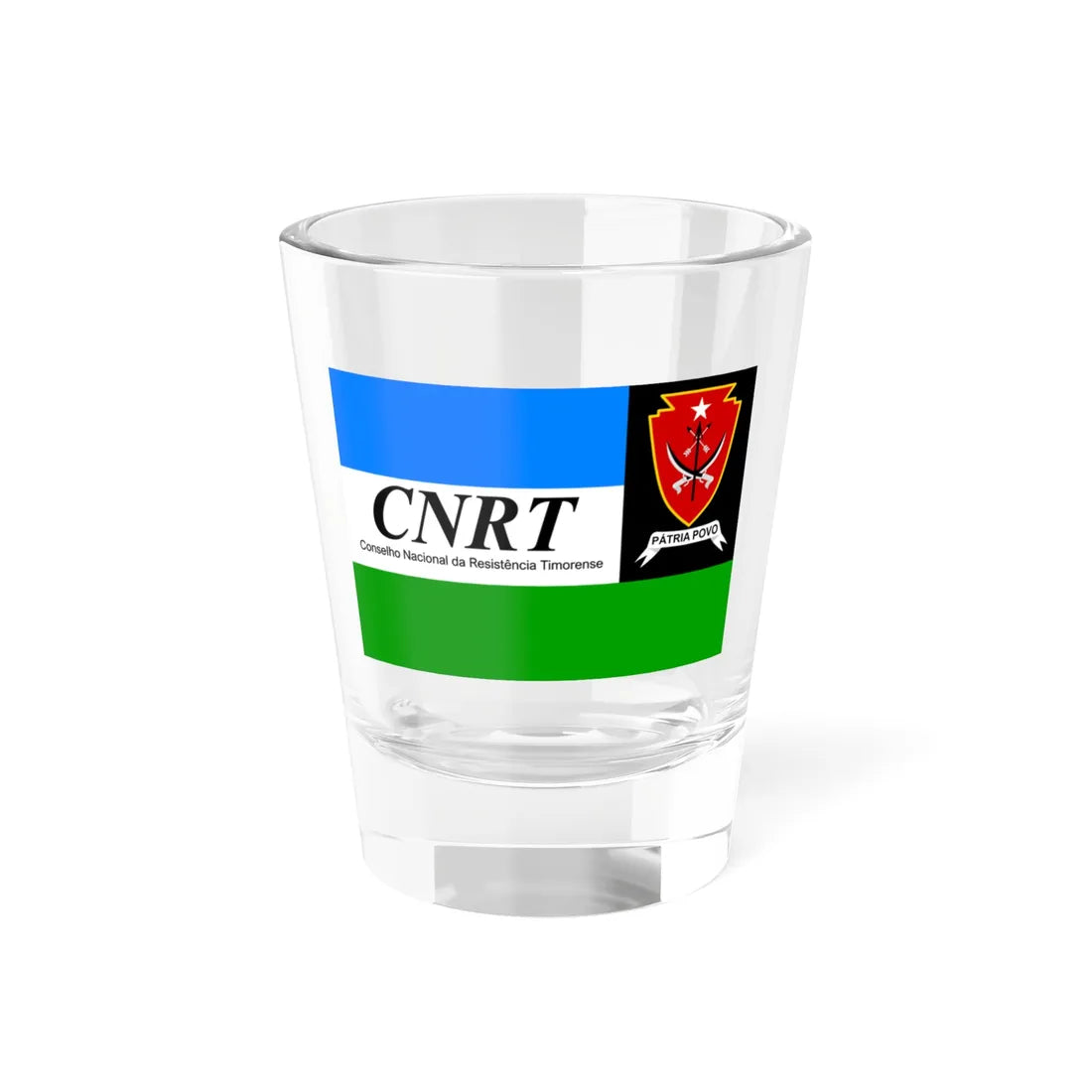 Flag of the National Council of Maubere Resistance CNRT Reverse Shot Glass 1.5oz 1.5oz - Go Mug Yourself