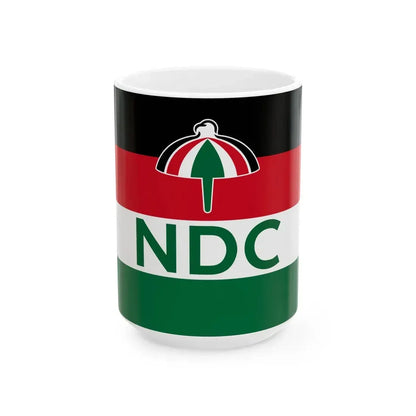 Flag of the National Democratic Congress Ghana (Ghana) White Coffee Mug 15oz - Go Mug Yourself