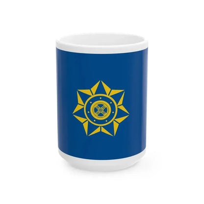 Flag of the National Security Committee of the Republic of Kazakhstan (Kazakhstan) White Coffee Mug 15oz - Go Mug Yourself