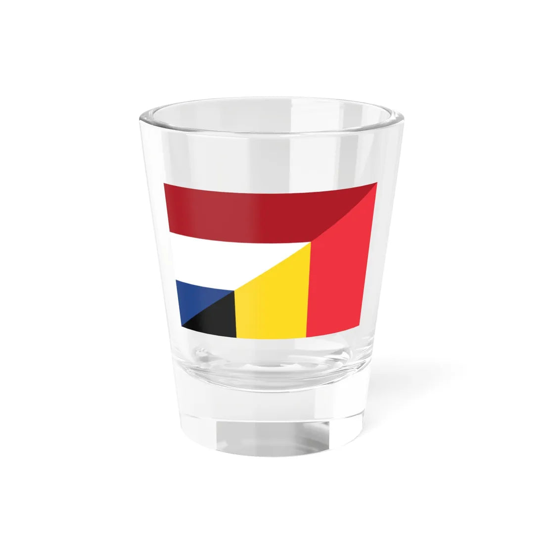 Flag of the Netherlands and Belgium (Belgium) Shot Glass 1.5oz 1.5oz - Go Mug Yourself