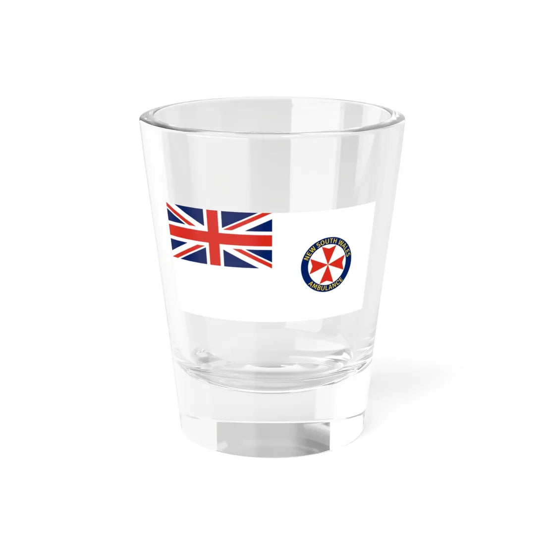 Flag of the New South Wales Ambulance Service (Australia) Shot Glass 1.5oz 1.5oz - Go Mug Yourself