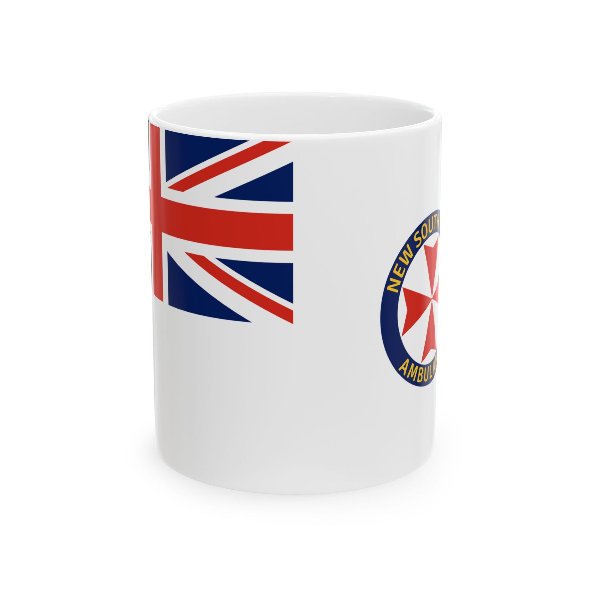 Flag of the New South Wales Ambulance Service (Australia) White Coffee Mug-11oz-Go Mug Yourself