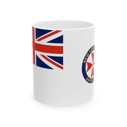 Flag of the New South Wales Ambulance Service (Australia) White Coffee Mug-11oz-Go Mug Yourself