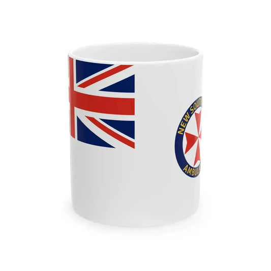 Flag of the New South Wales Ambulance Service (Australia) White Coffee Mug 11oz - Go Mug Yourself