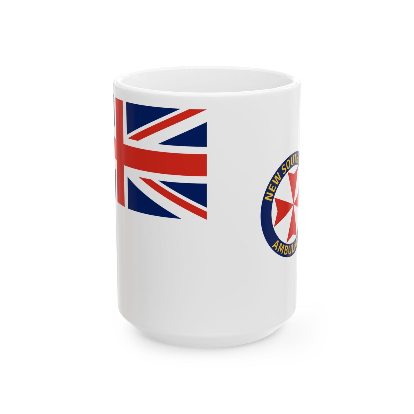 Flag of the New South Wales Ambulance Service (Australia) White Coffee Mug-15oz-Go Mug Yourself