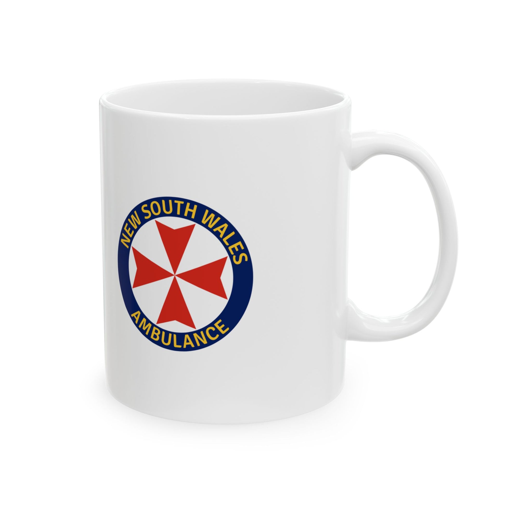 Flag of the New South Wales Ambulance Service (Australia) White Coffee Mug-Go Mug Yourself
