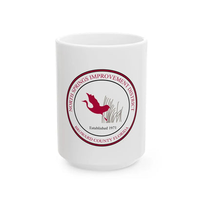 Flag of the North Springs Improvement District Florida (United States) White Coffee Mug 15oz - Go Mug Yourself