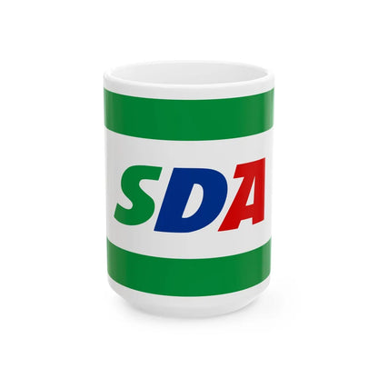 Flag of the Party of Democratic Action variant (Bosnia and Herzegovina) White Coffee Mug 15oz - Go Mug Yourself