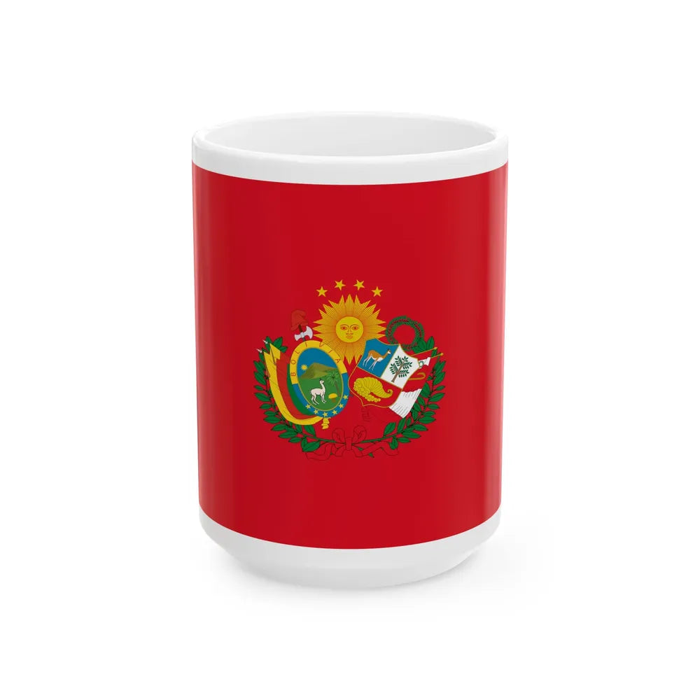 Flag of the Peru-Bolivian Confederation (Bolivia) White Coffee Mug 15oz - Go Mug Yourself