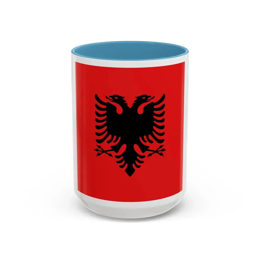 Flag of the President of Albania 1992 to 2002 - Accent Coffee Mug 15oz Light Blue - Go Mug Yourself