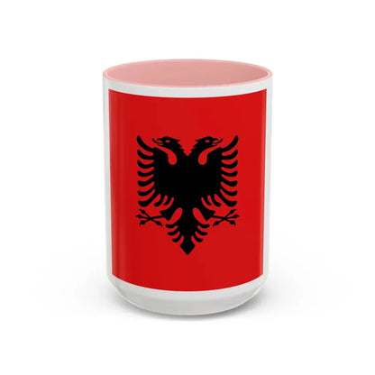 Flag of the President of Albania 1992 to 2002 - Accent Coffee Mug 15oz Pink - Go Mug Yourself