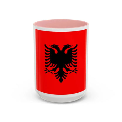 Flag of the President of Albania 2002 to 2014 - Accent Coffee Mug 15oz Pink - Go Mug Yourself