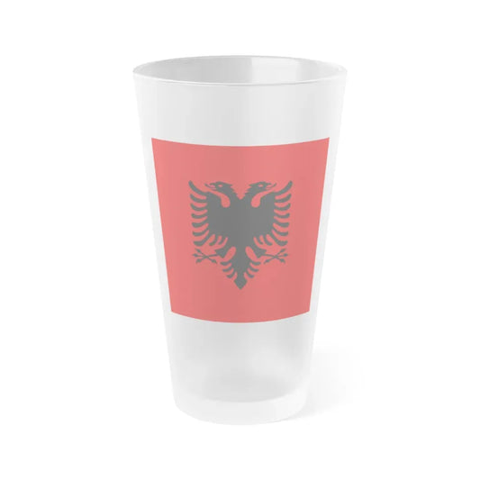 Flag of the President of Albania 2002 to 2014 - Frosted Pint Glass 16oz 16oz Frosted - Go Mug Yourself