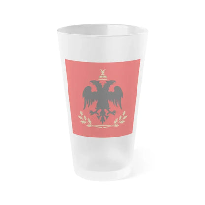 Flag of the President of Albania - Frosted Pint Glass 16oz 16oz Frosted - Go Mug Yourself