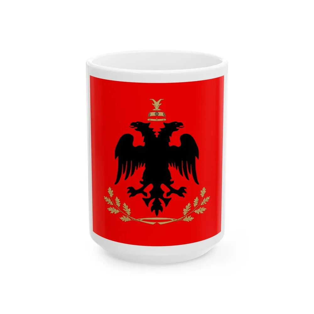 Flag of the President of Albania - White Coffee Mug-15oz-Go Mug Yourself