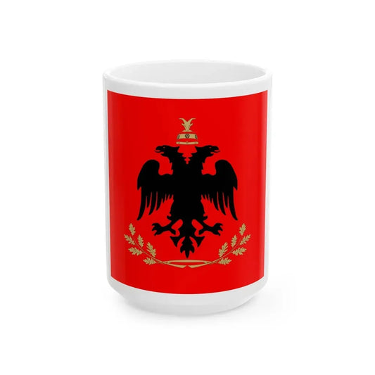 Flag of the President of Albania - White Coffee Mug 15oz - Go Mug Yourself
