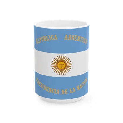 Flag of the President of Argentina (Argentina) White Coffee Mug 15oz - Go Mug Yourself