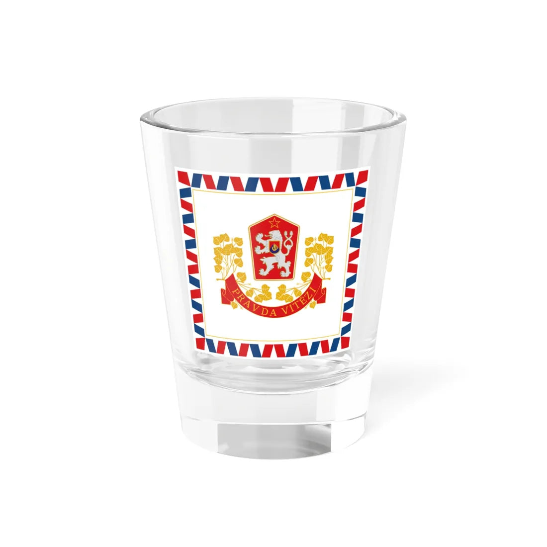 Flag of the President of Czechoslovakia 1960-1990 (Czech Republic) Shot Glass 1.5oz 1.5oz - Go Mug Yourself