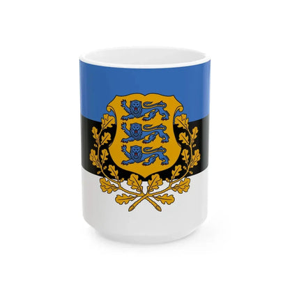 Flag of the President of Estonia (Estonia) White Coffee Mug 15oz - Go Mug Yourself