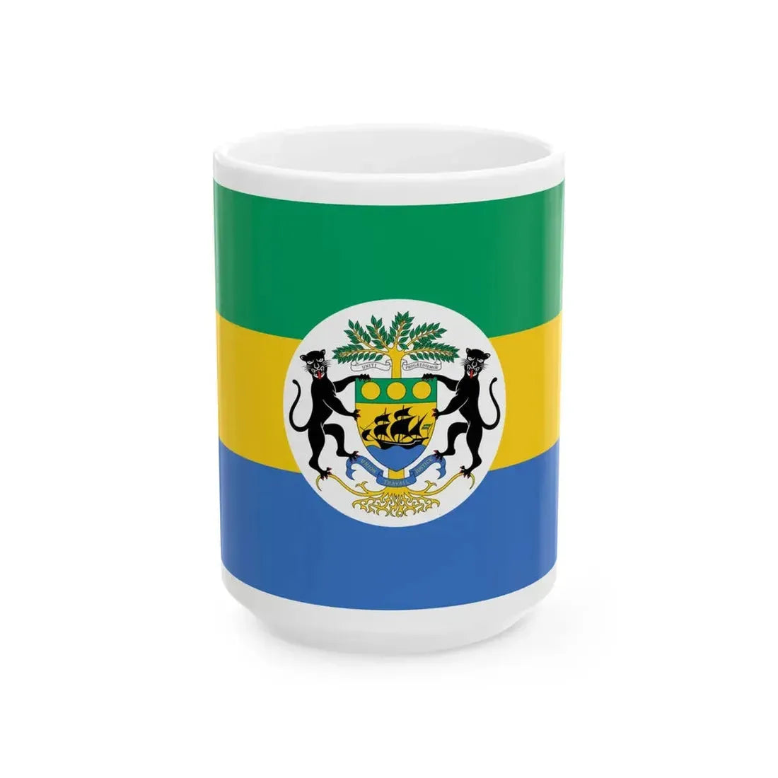 Flag of the President of Gabon 1990-2016 (Gabon) White Coffee Mug 15oz - Go Mug Yourself