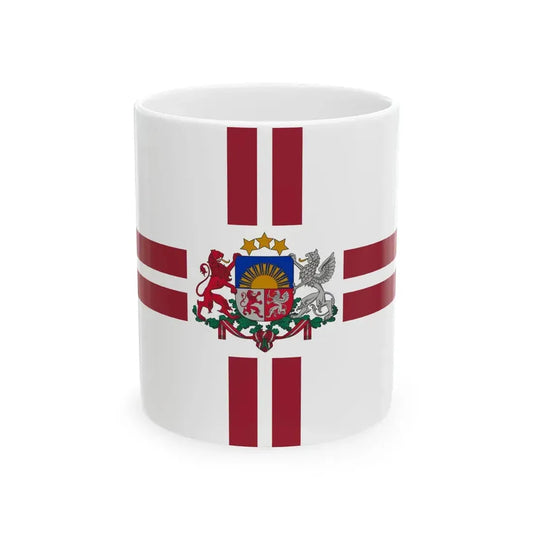 Flag of the President of Latvia (Latvia) White Coffee Mug 11oz - Go Mug Yourself