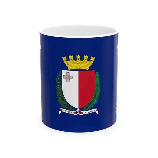 Flag of the President of Malta (Malta) White Coffee Mug 11oz - Go Mug Yourself