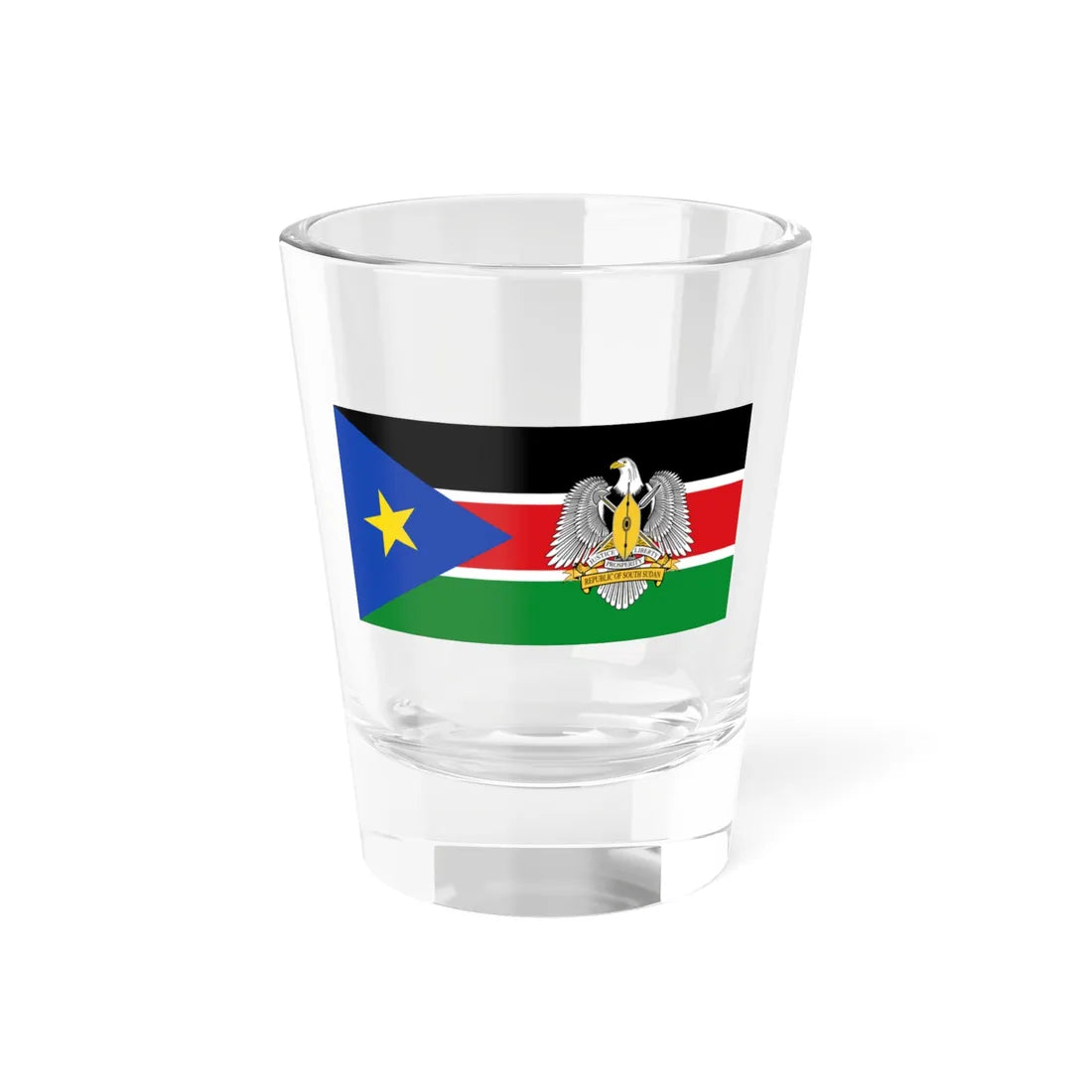 Flag of the President of South Sudan 2011-2023 (South Sudan) Shot Glass 1.5oz 1.5oz - Go Mug Yourself