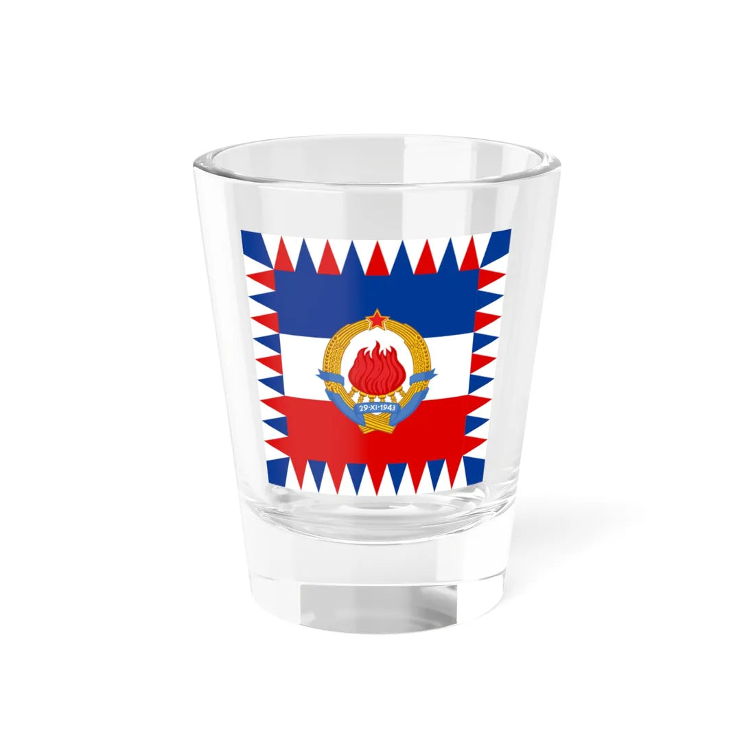 Flag of the President of Yugoslavia 1963-1993 (Yugoslavia) Shot Glass 1.5oz 1.5oz - Go Mug Yourself