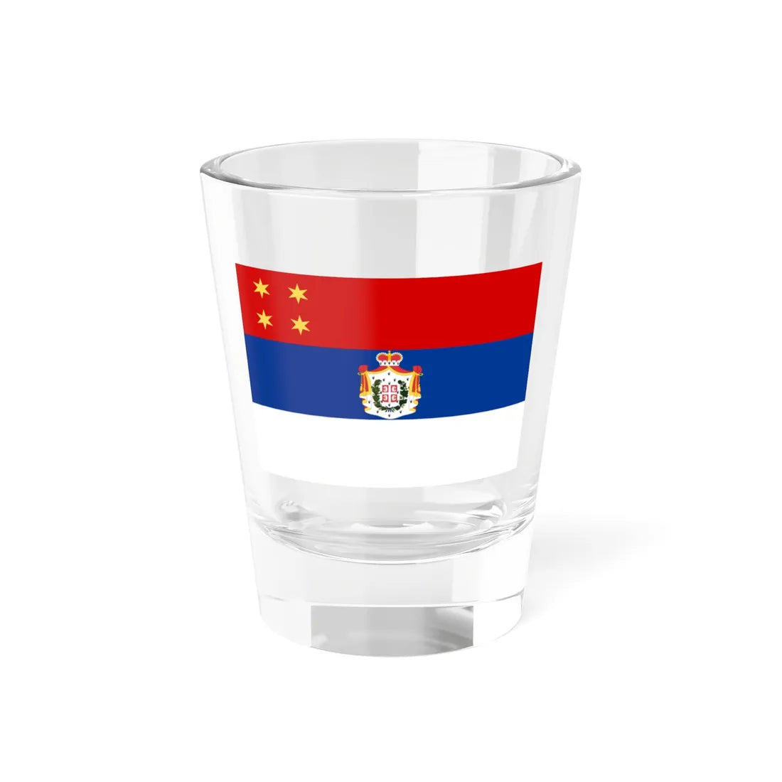 Flag of the Principality of Serbia 1838-1849 (Serbia) Shot Glass 1.5oz 1.5oz - Go Mug Yourself