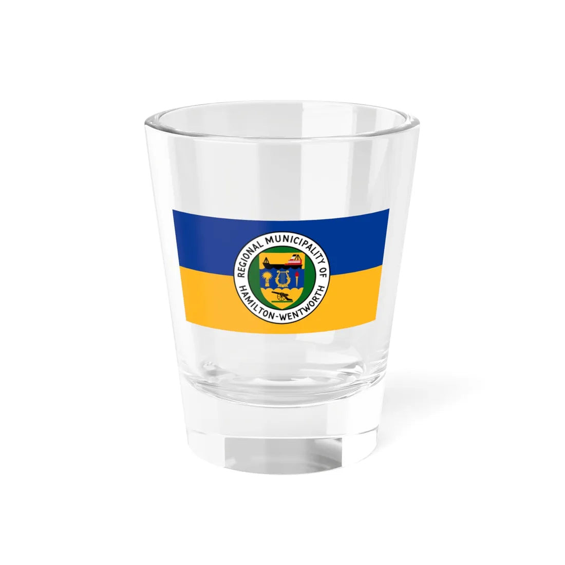 Flag of the Regional Municipality of Hamilton-Wentworth (Canada) Shot Glass 1.5oz 1.5oz - Go Mug Yourself