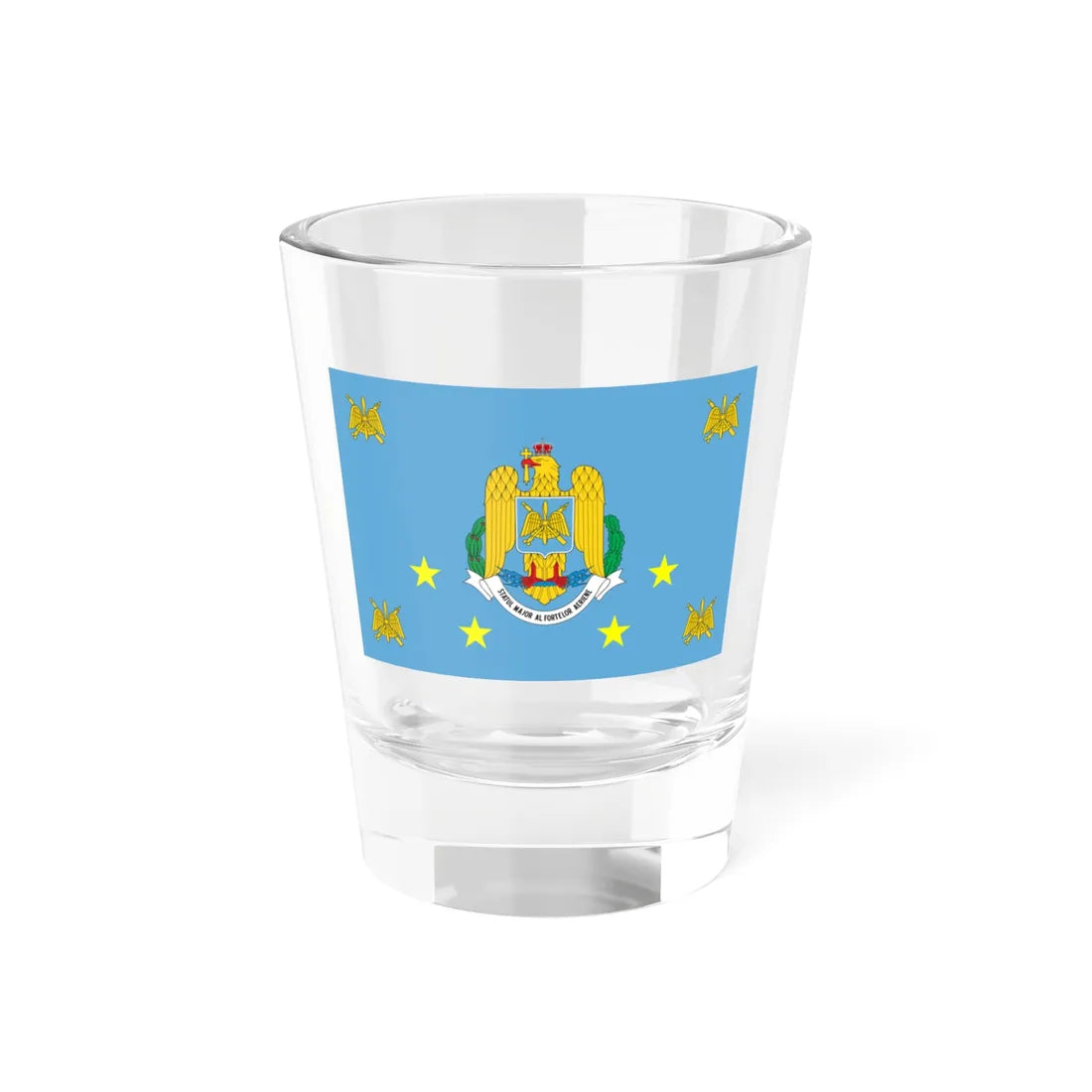 Flag of the Romanian Air Force obverse (Oman) Shot Glass 1.5oz 1.5oz - Go Mug Yourself