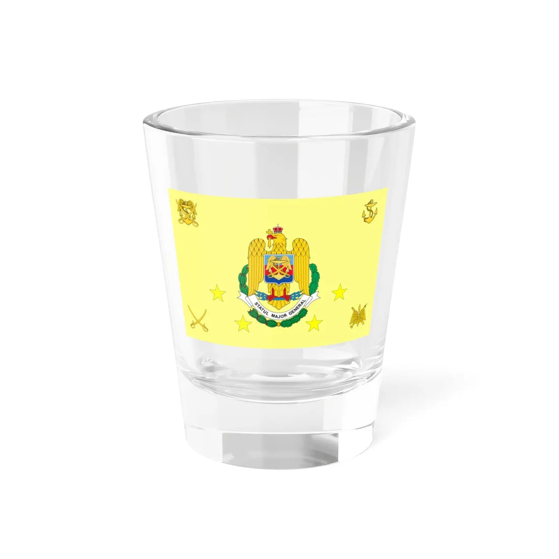 Flag of the Romanian General Staff Obverse (Oman) Shot Glass 1.5oz 1.5oz - Go Mug Yourself