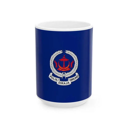 Flag of the Royal Brunei Police Force (Brunei) White Coffee Mug 15oz - Go Mug Yourself