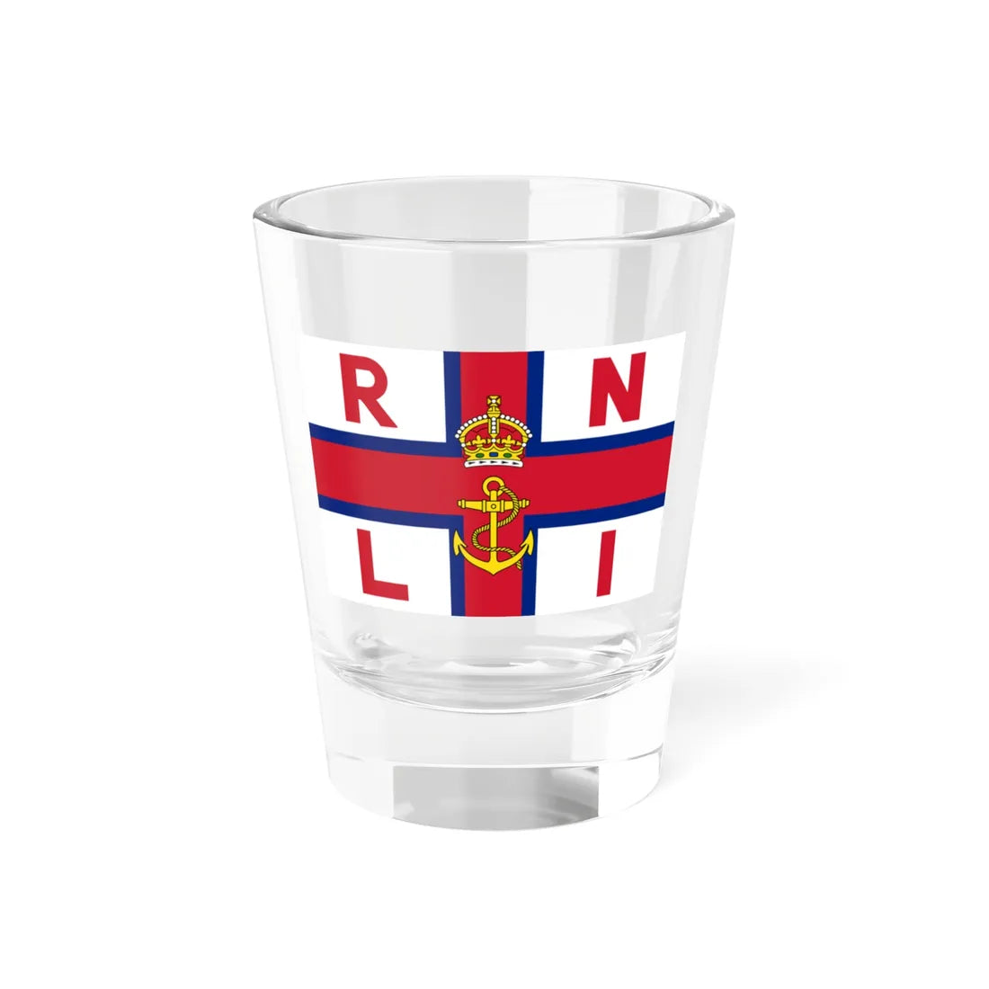 Flag of the Royal National Lifeboat Institution 1920-1953 (United Kingdom) Shot Glass 1.5oz 1.5oz - Go Mug Yourself