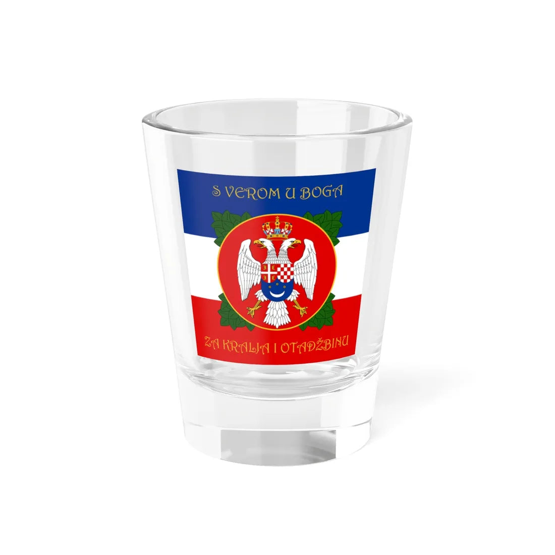 Flag of the Royal Yugoslav Army Latin (Yugoslavia) Shot Glass 1.5oz 1.5oz - Go Mug Yourself