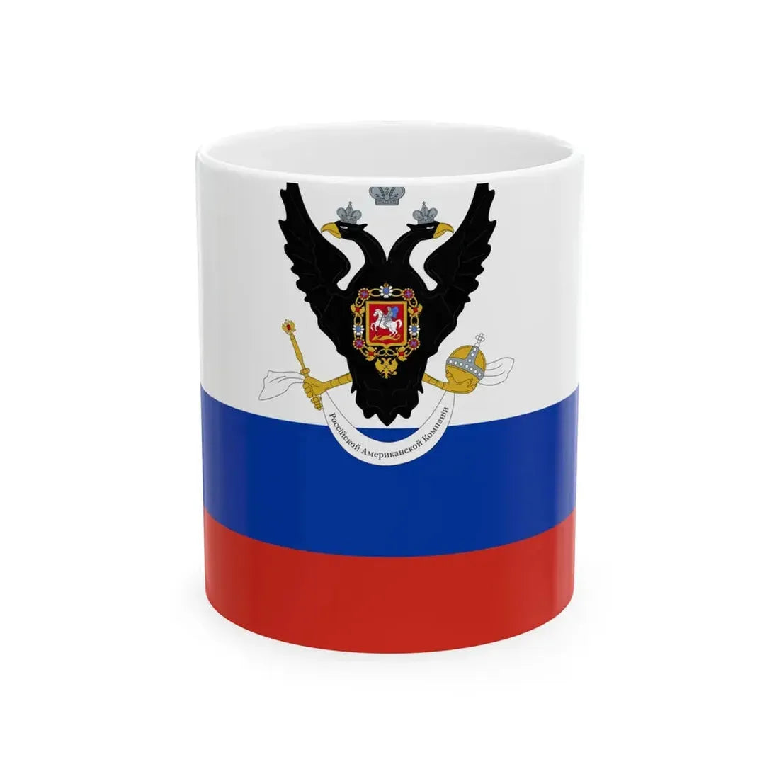Flag of the Russian-American Company variant (Estonia) White Coffee Mug 11oz - Go Mug Yourself