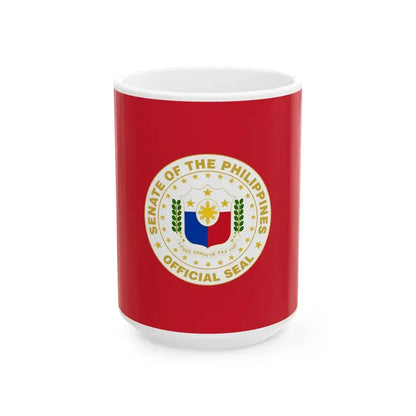 Flag of the Senate President of the Philippines (Philippines) White Coffee Mug 15oz - Go Mug Yourself