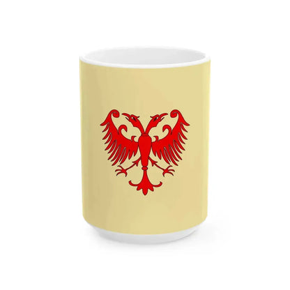 Flag of the Serbian Empire reconstruction (North Macedonia) White Coffee Mug 15oz - Go Mug Yourself