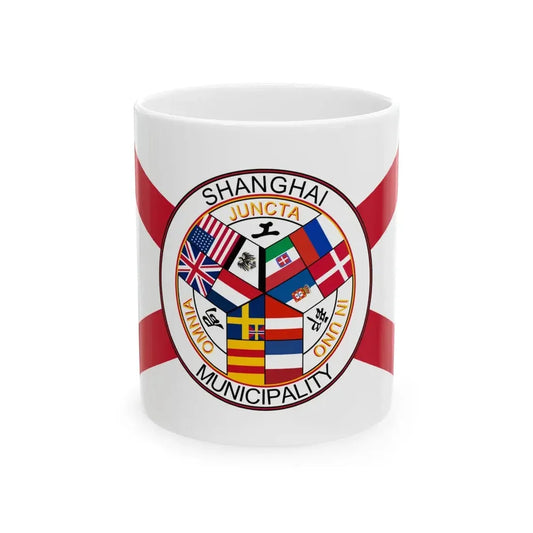 Flag of the Shanghai International Settlement pre-WWI (China) White Coffee Mug 11oz - Go Mug Yourself